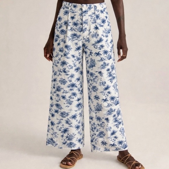 Abercrombie & Fitch Pants - Abercrombie & Fitch Tropical Printed Linen Blend Pull On Trouser Pants Large